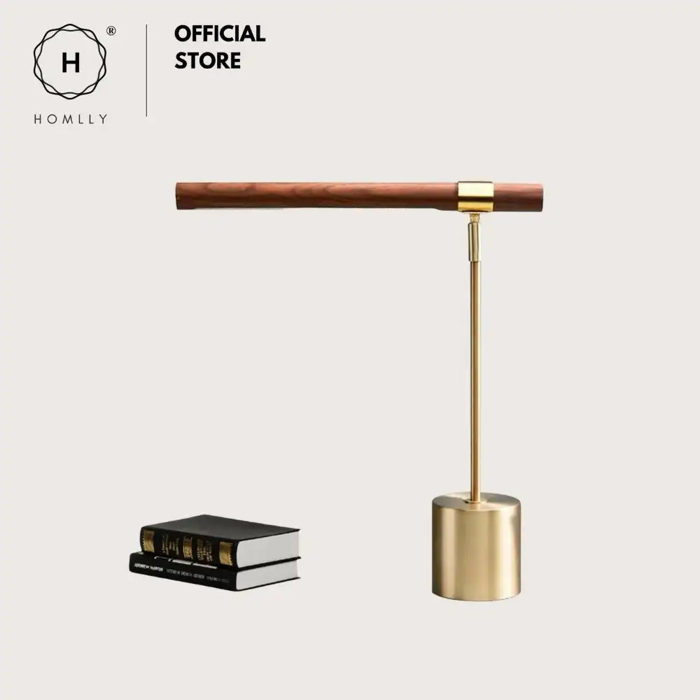 

Homlly Otixx Gold & Wood Desk Lamp