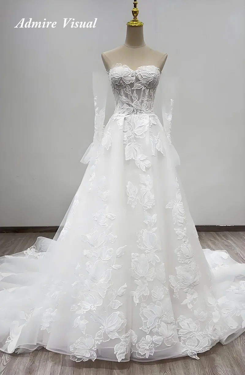 New Arrive Wedding Dress A-Line  For Bride Strapless Long Sleeves Off The Shoulder Customized Vestidos De Novias