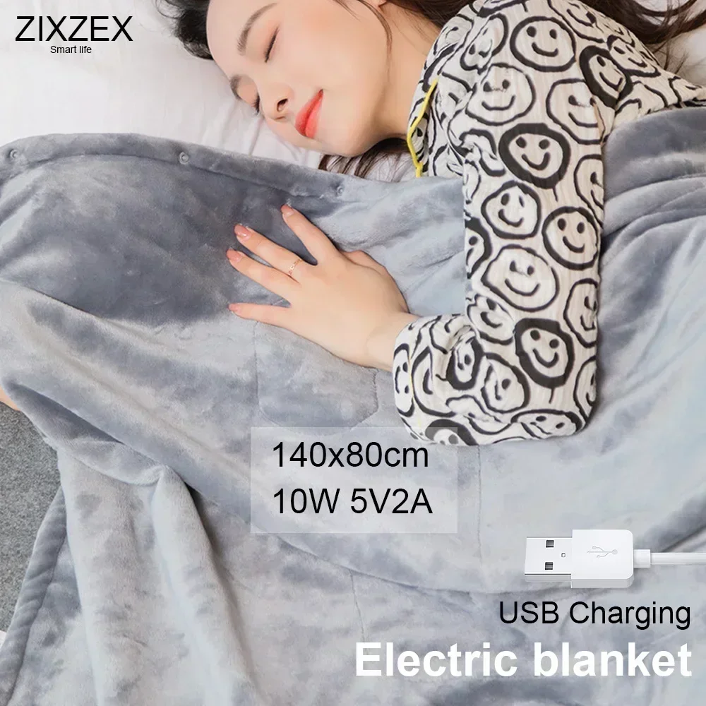 USB Heated Fever Blanket Lumbar and Back Woman Electric Heating Pad 10W 5V Covered Flannel Fabric Queen Mat 140x80CM Size