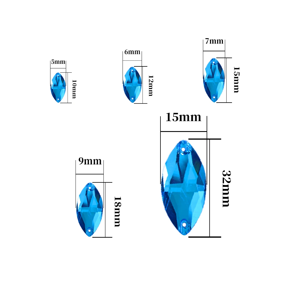 Neon VC fluorescencyjne końskie oko przyszywane na Rhinestone Navette AB szycie diamentowe szkło z diamencikiem Flatback DIY akcesoria ślubne