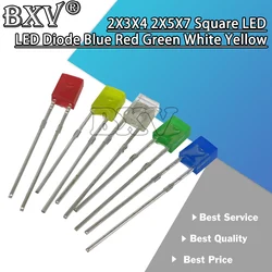 100PCS 2X3X4 2X5X7 LED quadrato 234 257 nuovo diodo luminescente blu rosso verde bianco giallo KIT elettronico fai da te