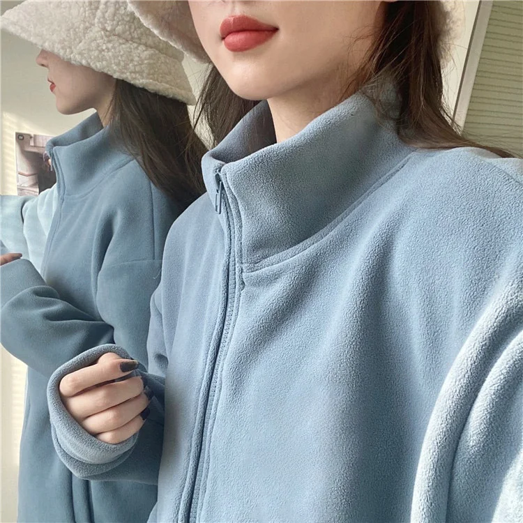 Automne hiver Thiened petite cuisinière haut-ne fermeture éclair sweat Cardigan femmes chaud flanelle irt manteau fermeture éclair conception confortable...