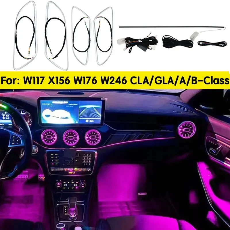 For Mercedes Benz W117 CLA X156 GLA W176 A-Class W246 B-Class 12Colors LED Breathing Mode Ambient Light Car Upgrade Accessories