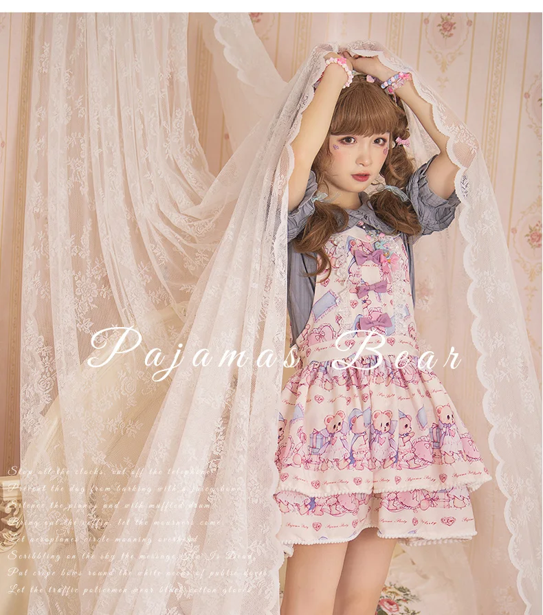 Lolita Jsk Mouwloze Victoriaanse Jurk Zoete Japanse Lolita Jurk Kanten Strik Schattige Print Kawaii Jurk Gothic Loli Cos 2020