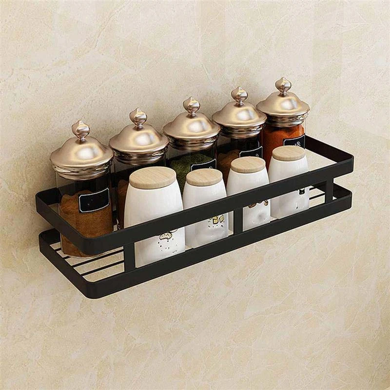 

HOT SALE Wall Mounted Storage Holder Stainless Steel Kitchen Seasoning Rack Shelf Bathroom Toiletries Holder Organization Shelfs