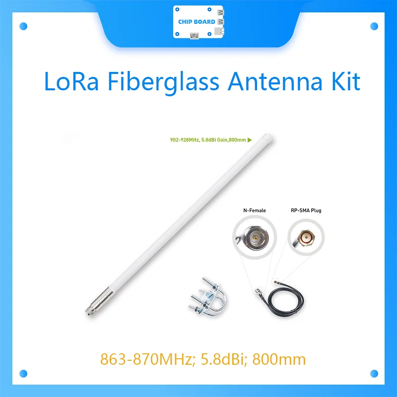 LoRa Fiberglass Antenna Kit; 863-870MHz; 5.8dBi; 800mm; RF Explorer RFELA-2/58X