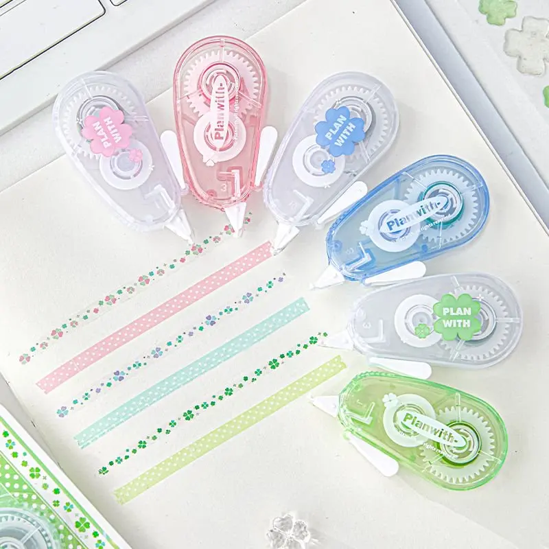 2 Stück/Set Kawaii Vierblättriges Kleeblatt Dekoratives Washi-Tape für Tagebuch, Scrapbook, DIY, Graffiti, Notizen, Markierungsband