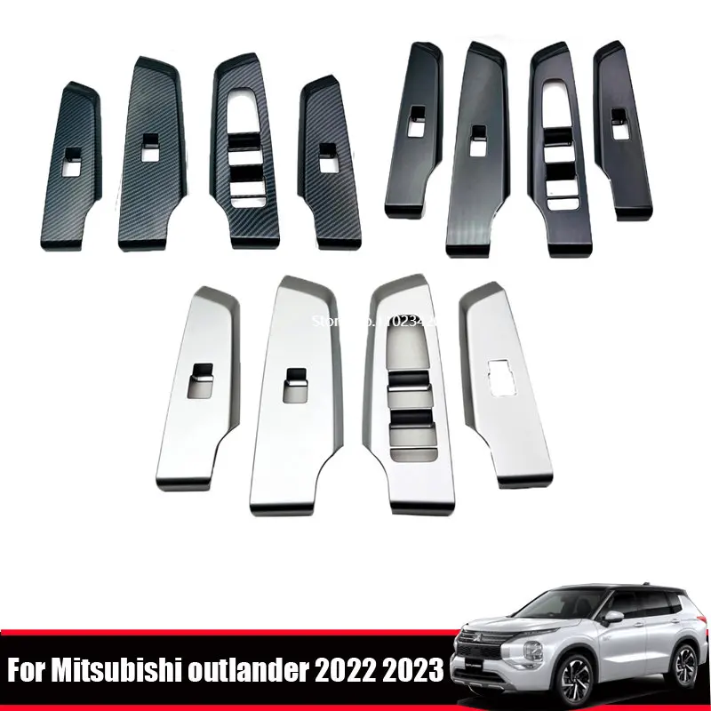 For Mitsubishi outlander 2022 2023  carbonfiber Car Interior Door Window Lift Glass Switch Buttons Cover Molding Car Accessories