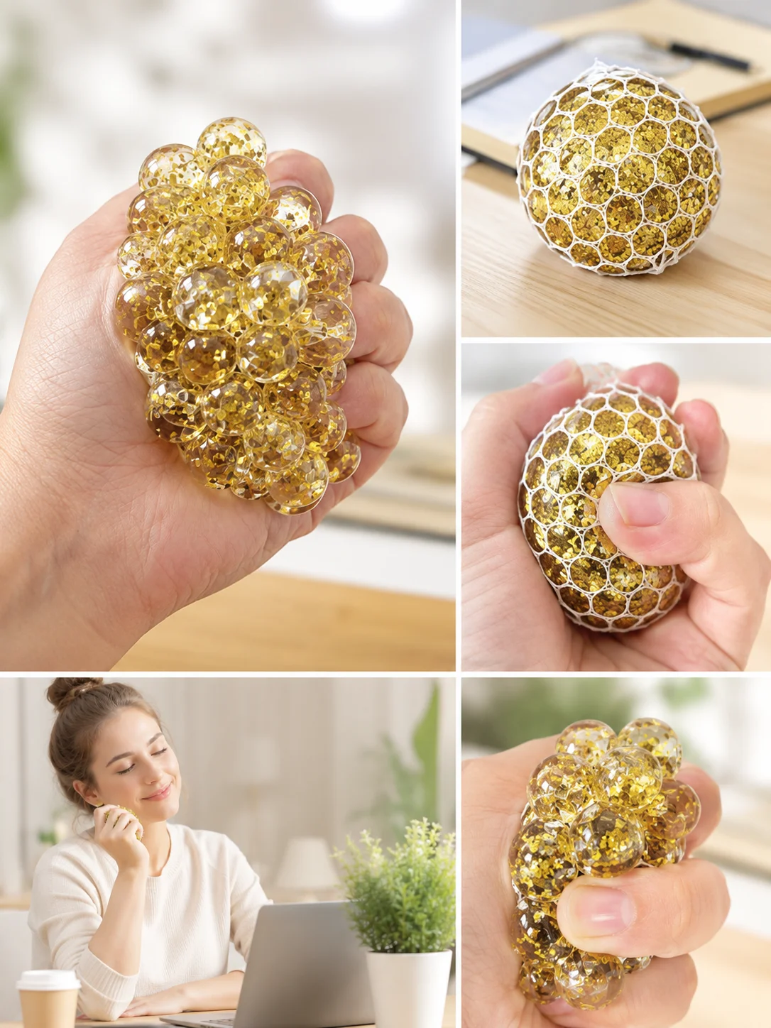 Colorful Squeeze Ball, Stress Relief Hand Exercise Ball for Office, School, Travel, Desk Decor & Daily Use