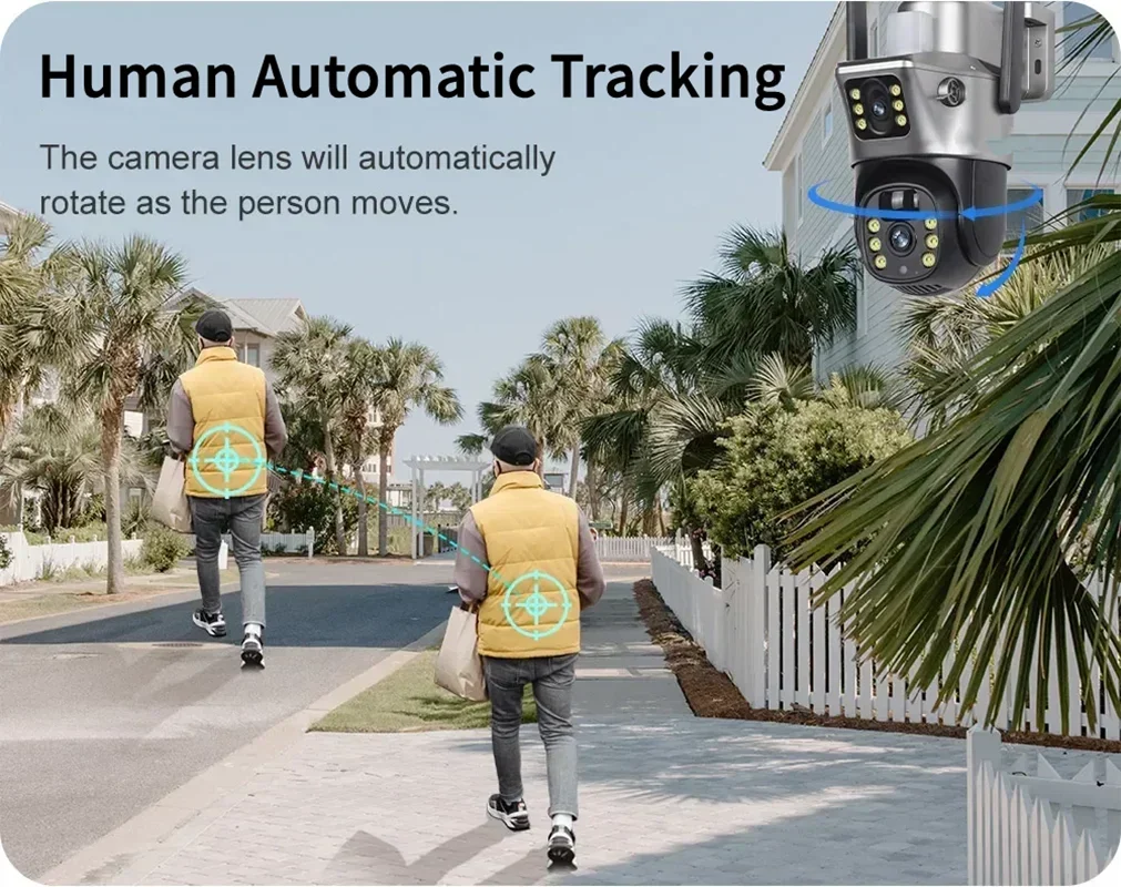Imagem -04 - Dual Lens Solar Câmera com Dual Screen Detecção de Movimento Cctv Human Auto Tracking Câmeras de Vigilância 4k 8mp Wifi