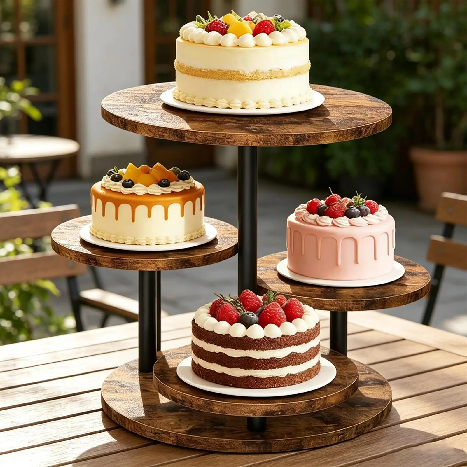 Cupcake Stand 4 Tier Dessert Serving Holder 360 Degree Rotatable Cupcake Holder Stand For Wedding Birthday Party Brunch Buffet