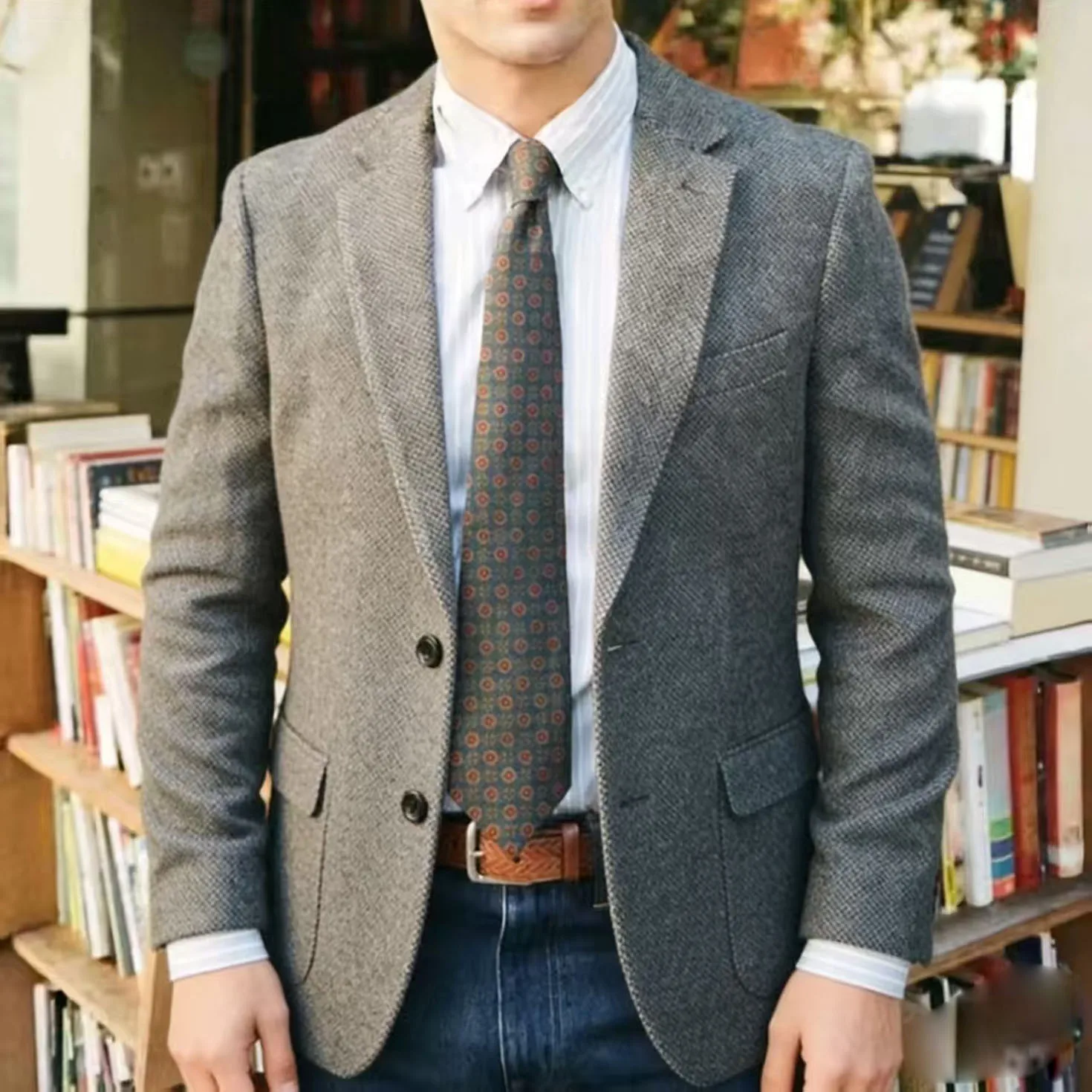 

Mens Herringbone Suit Jacket Single Breasted Notch Lapel Casual Blazer Fashion Slim Fit Comfortable Elegant Mens Coat Business