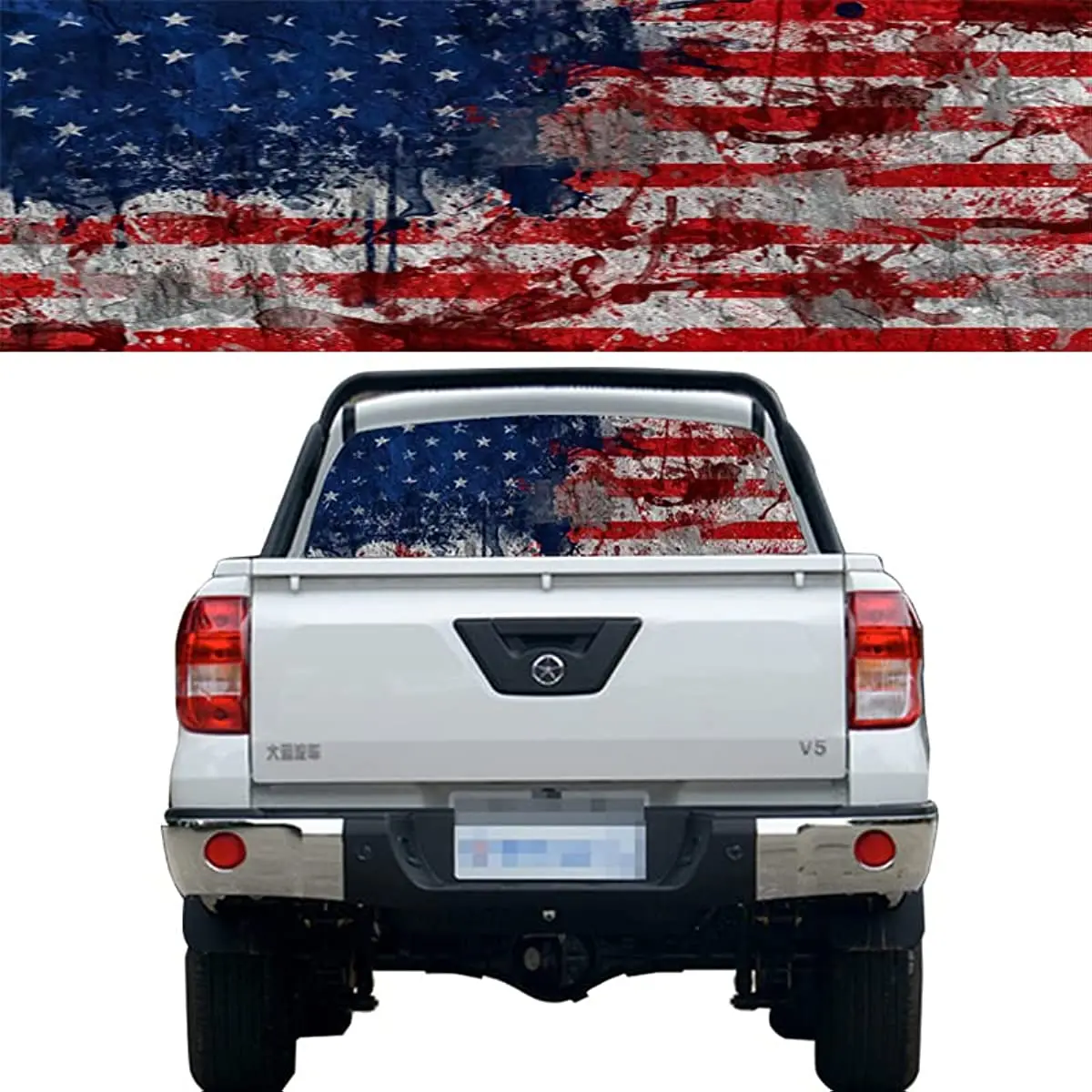 

LynsaTac 65x22 IN American Flag Decals for Trucks Suv American Flag Window Decal, Classic Rear Window Decals for Car Decor - One