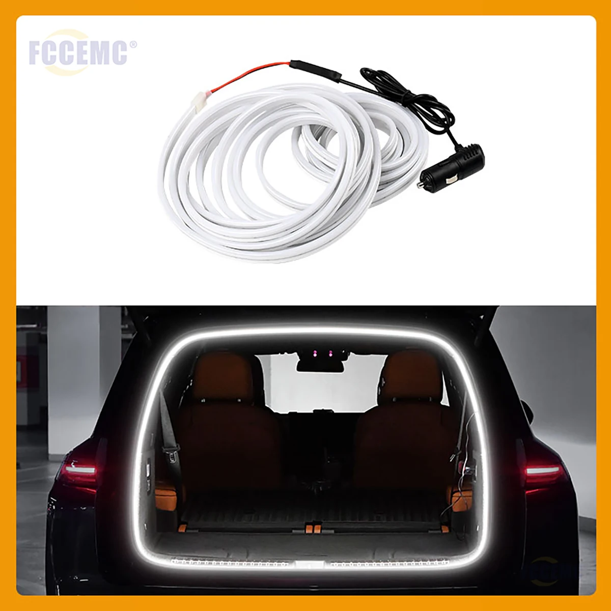 LED Car Trunk Lighting Strip With Cigar Magnetic Induction 5M Free-Cut Waterproof Soft Decorative Light For New Energy Vehicles