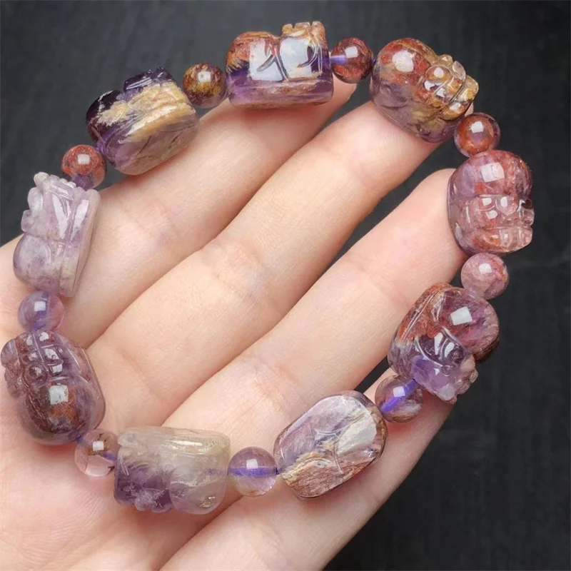 Natural Purple Garden Quartz Pixiu Bracelet For Women Charm Fortune Energy Bangle Mineral String Woman Amulet Jewelry Gift 1PCS