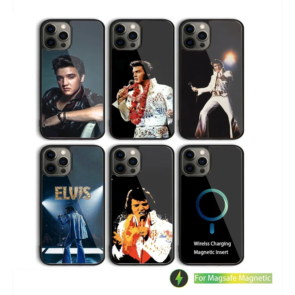 Cat King E-Elvis Presley Singer  Phone Case For iPhone 15,14,13,12,11,Plus,Pro,Max Mini Magsafe Magnetic Wireless Charging