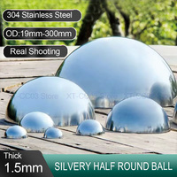 1.5mm Thick 304# Half Sphere OD 19-300mm Stainless Steel Decorative Hollow Semi Spherical Ball Thickened Mirror Polishing Ball