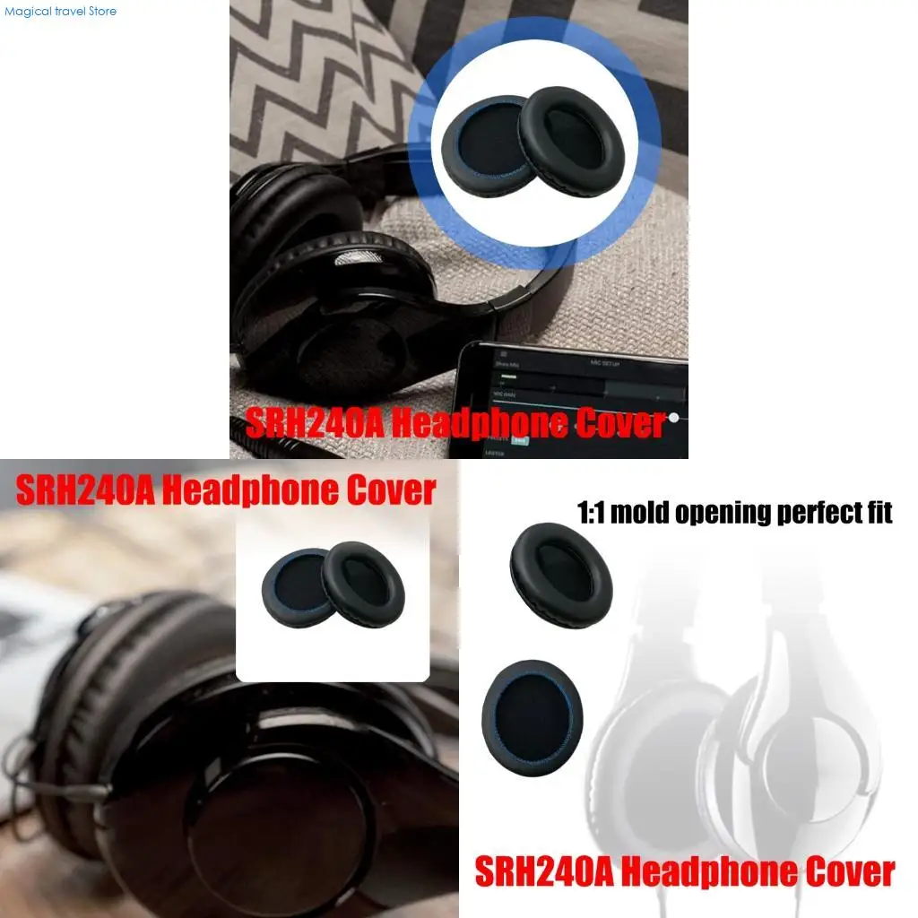 76HD 1 par almohadillas suaves cuero proteico para los oídos, funda para auriculares SRH240A, esponjas, orejeras, funda