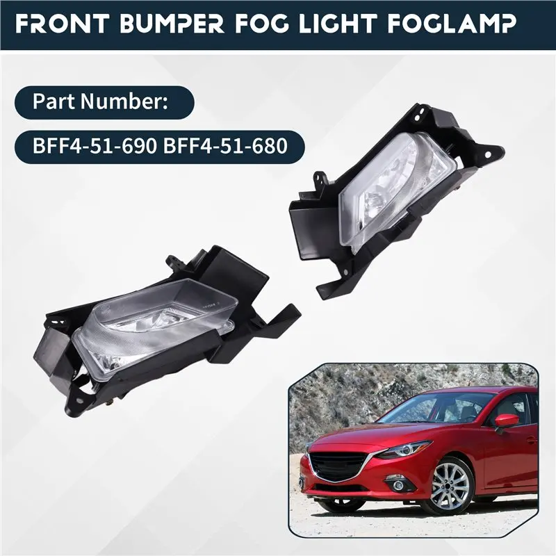 

ABXN-For Mazda 3 M3 BL 2008-2013 Front Bumper Fog Lamp Modification Hatchback Sedan Fog Light BFF4-51-690 BFF4-51-680