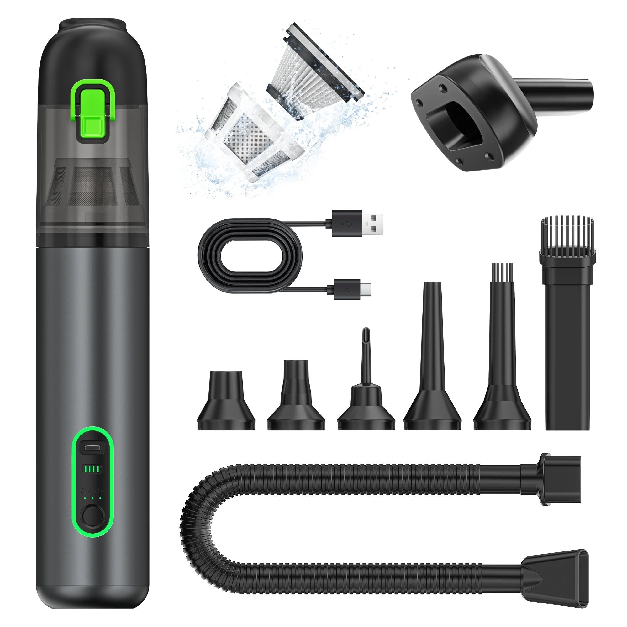 

Portable Cordless Car Vacuum Cleaner, Powerful 22kpa Suction Power 6000mah Blower&vacuum Cleaner 2 in 1 Car Vacuum Cleaner