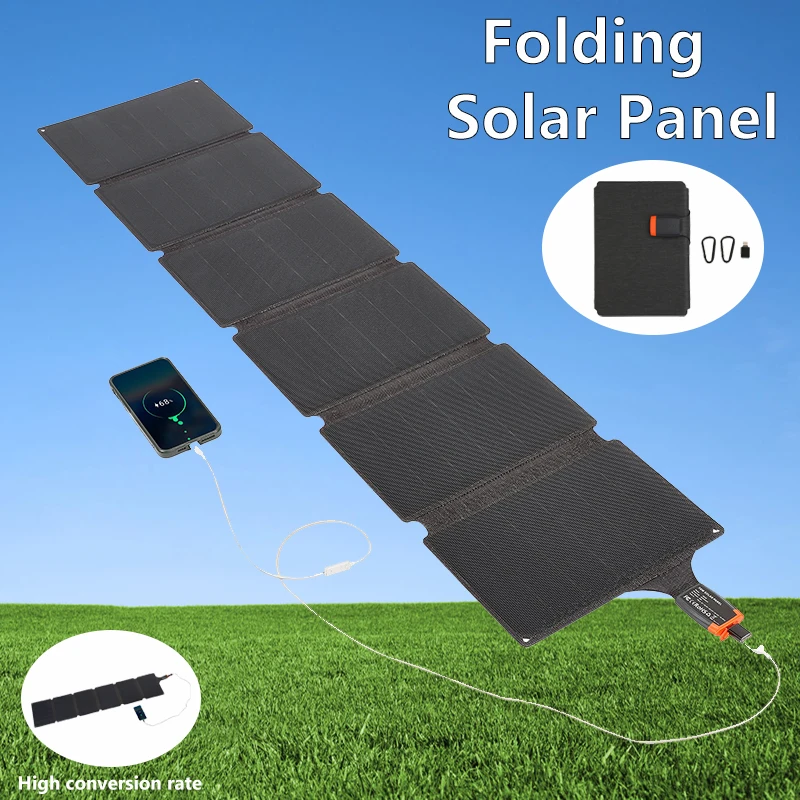 

36W 56W Solar Panel Folding Bag Type C+USB Output Charger Device Portable Foldable Bag for Outdoor Travel Hiking Power Supply