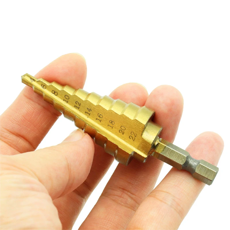 10個4-22ミリメートルドリルビットセット六角ネジドリルコア掘削ツールhssストレート溝木金属穴カッターステップドリルビット