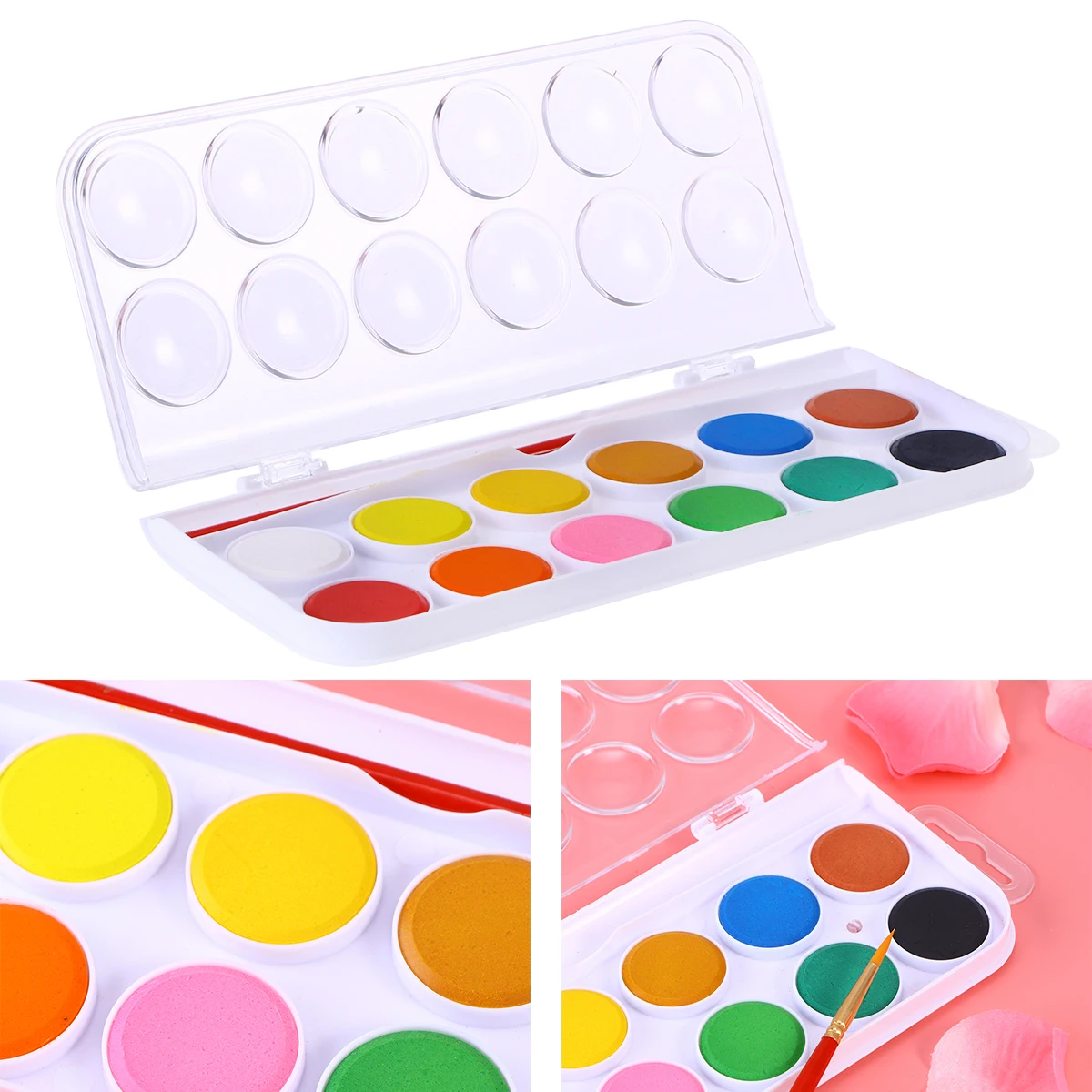 

12 Color Watercolor Paint Set Arts and Crafts Painting Kit Solid Beginner Student Pan
