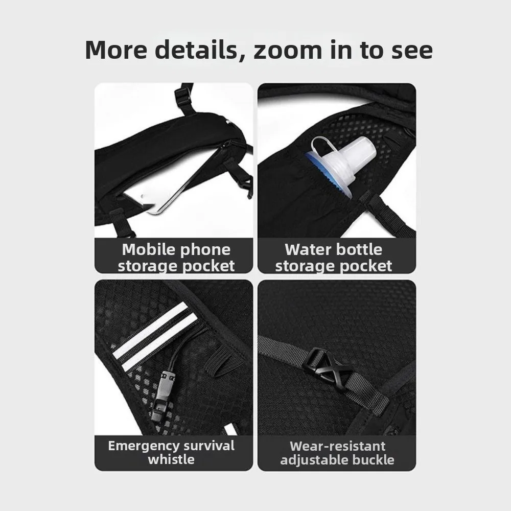 

Reflective Running Hydration Vest Bag Quick Dry Padded Strap Outdoor Running Vest Breathable Strap Nylon Material