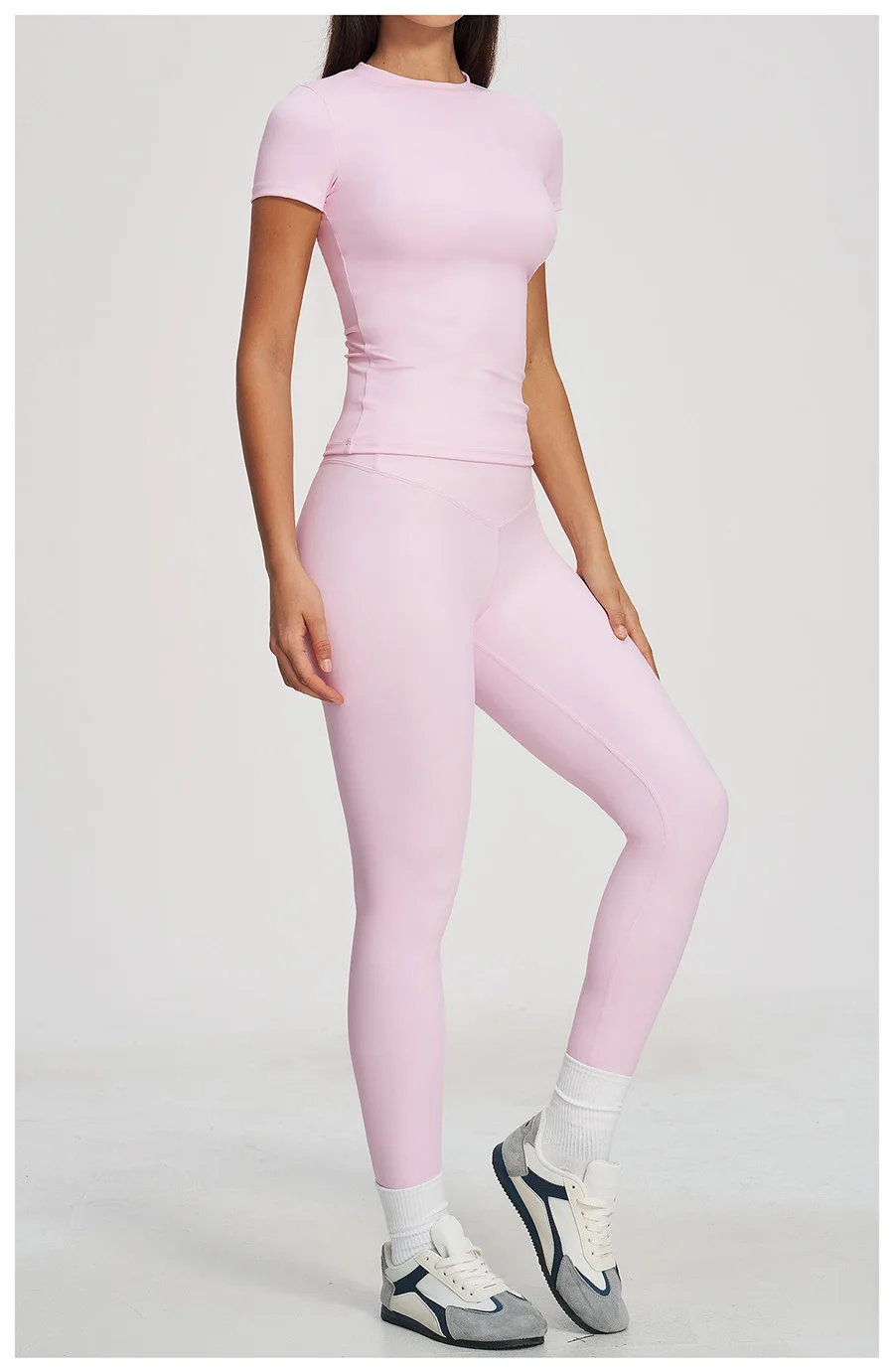 Yoga-Set 2-teilig Sportbekleidung Fitnesskleidung Yoga-Anzüge Damen Fitness-Set Trainingsanzüge Sport Langarm Crop Top Gym High Waist Leggings – Detail 7