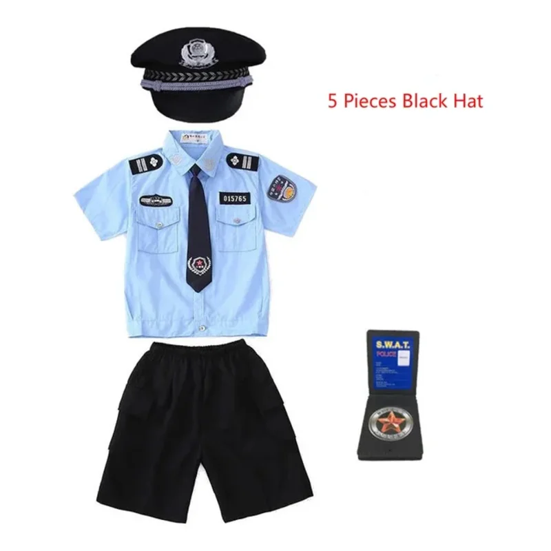 New Kids Child Cop Police Officer Uniform Halloween Police Costume Boys Girls Policeman Cosplay Police Suit With Handcuffs