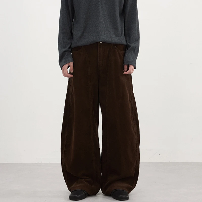 Pure Cotton Corduroy Scimitar Pants Men Streetwear Vintage Fashion Loose Casual Wide Leg Cargo Baggy Pants Women Harem Trousers