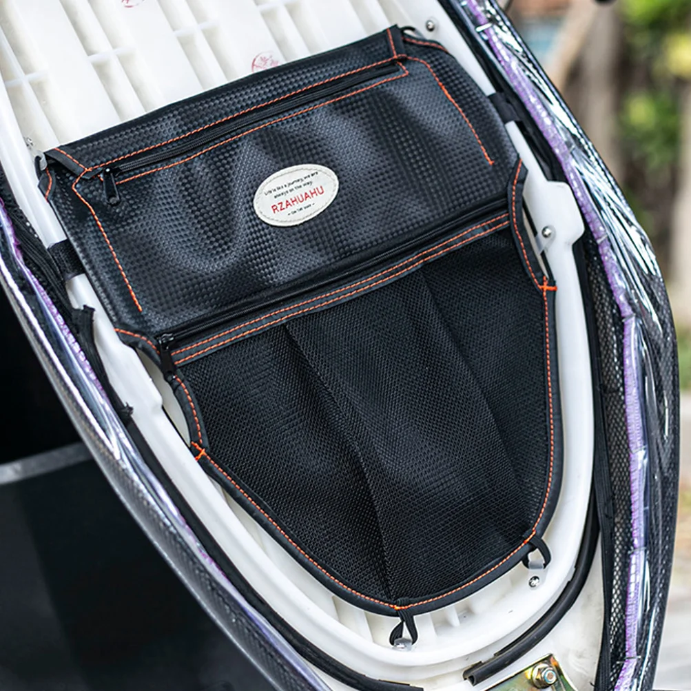 Motorcycle Scooter Seat Bag Tool Storage Motorcycle Seat Bucket Sundries Bag Zipper PU Leather Modification Accessories