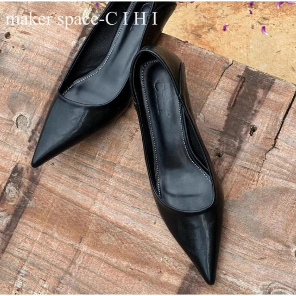 2025 Spring Vintage Women Leopard Pumps Shoes Fashion Pointed Toe Slip On Shoes Concise Office Lady Shoes
