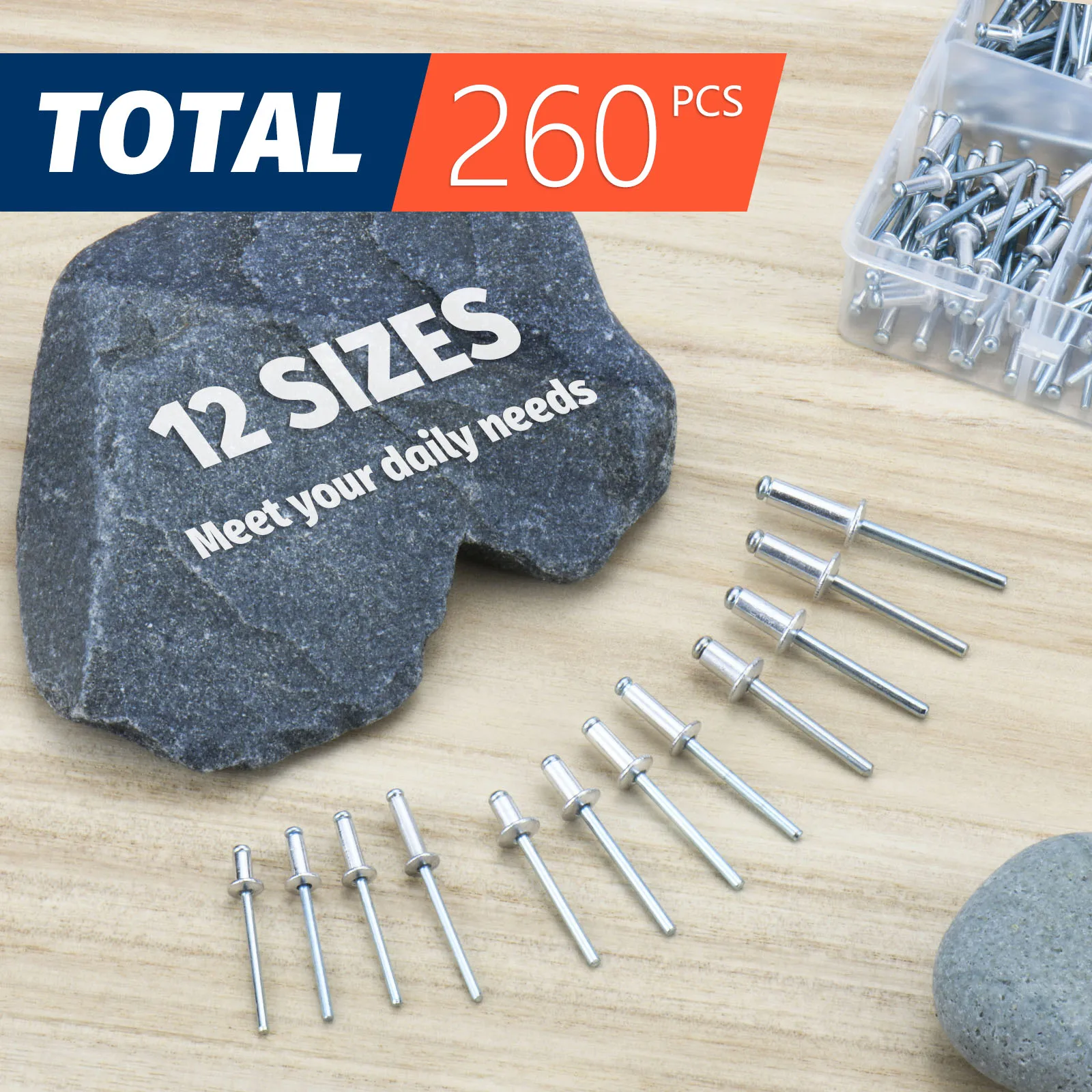 مجموعة متنوعة من مسامير البوب مكونة من 12 مقاسًا من المسامير العمياء المصنوعة من الألومنيوم ومسامير أعمى متنوعة للأثاث المعدني ومجموعة مسامير السيارات