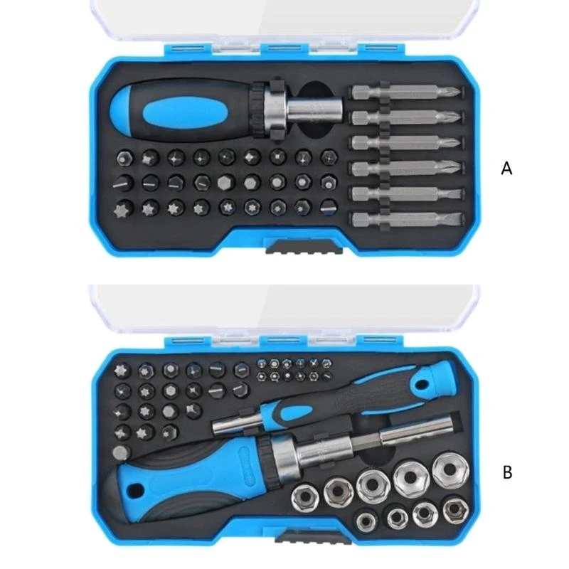 Y1AD 44pcs /34pcs Multi-bit Ratcheting Screwdriver Multitool Screwdriver Tool Set with Box Chrome Alloy Steel Tool Set