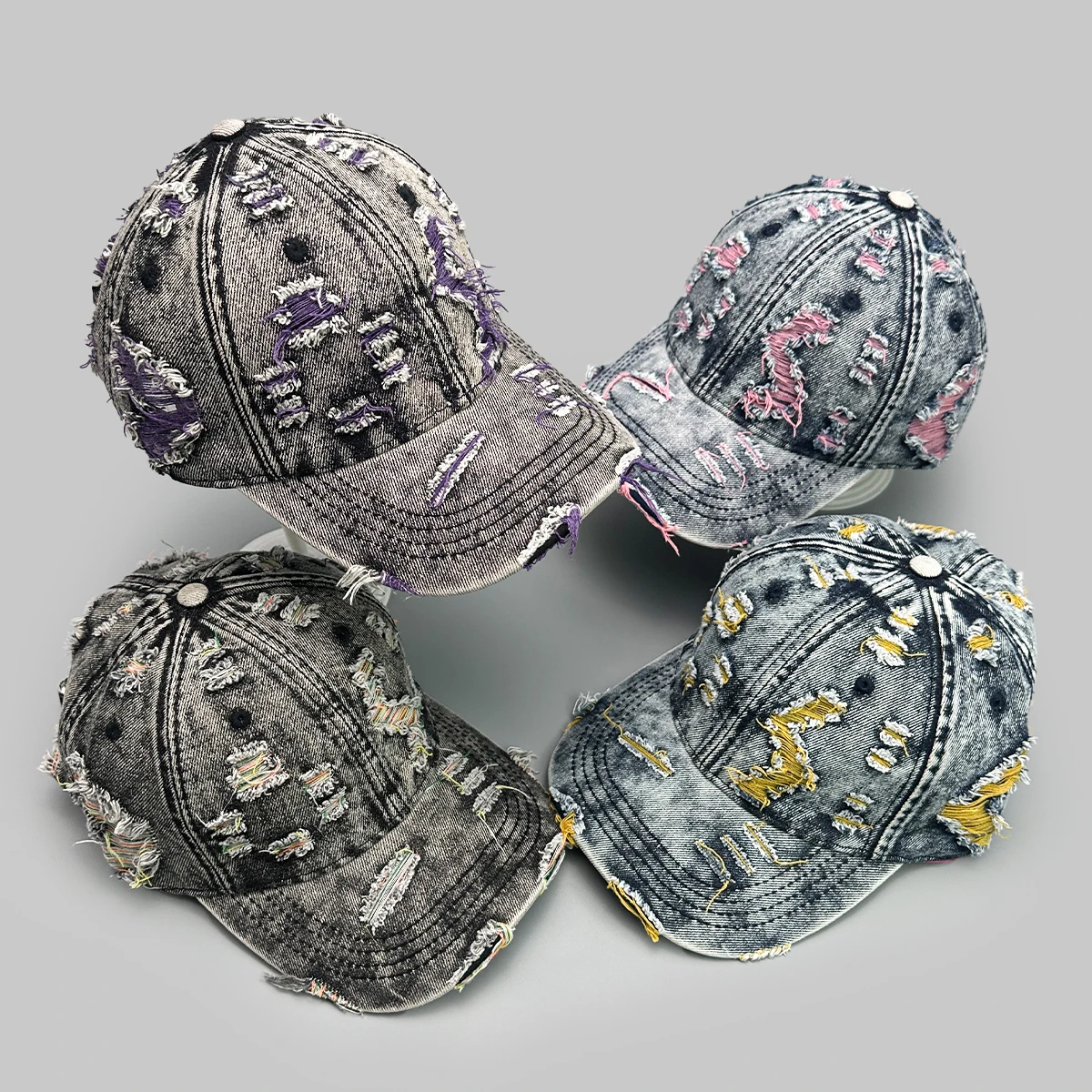 

Denim Retro Broken Style Personal Baseball Hats New Men Women Sunshade Distress Versatile Street Fashion ins Niche Peaked Caps