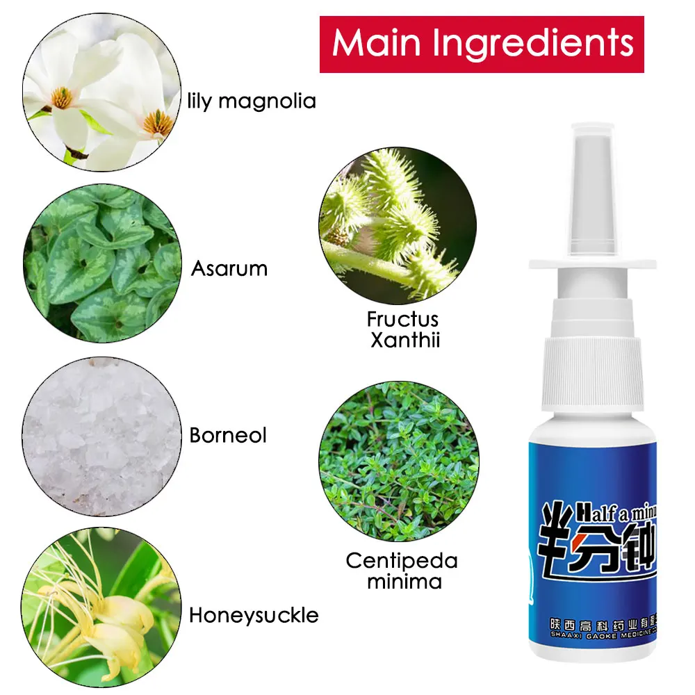 Half a Minutes nose nasal spray sinusitis treatment allergic rhinitis Congestion Itchy herbal spray sinuses medical drops 20ml