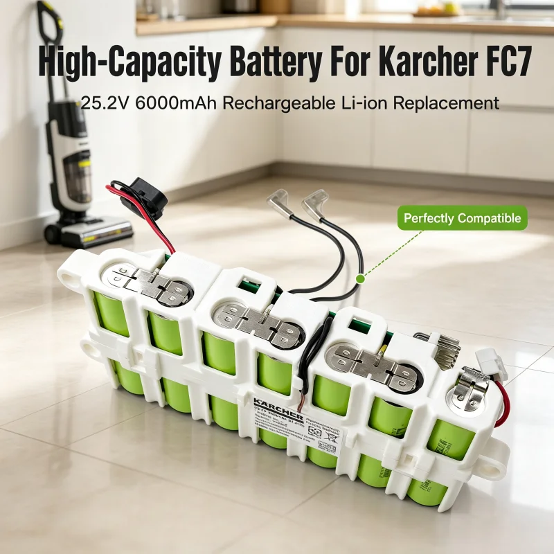 25.2V 6000mAh Rechargeable Li-ion Battery Pack Replacement Spare Parts Compatible with Karcher FC7 Cordless Floor Washer