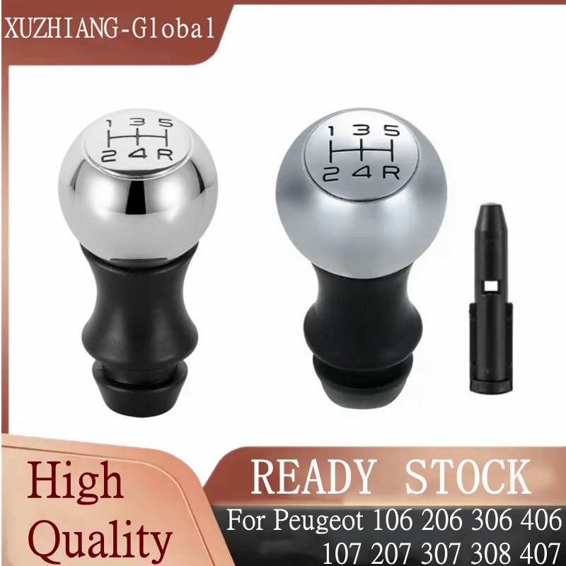 

Stainless Steel Manual Gear Shift Knob VTS Sports Lever HandBall Matte For Peugeot 106 206 306 406 107 207 307 308 407 5 Speed