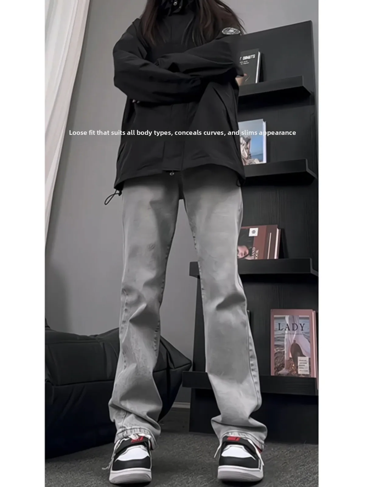 

Cleanfit Men's Fce Lined Extended Length Denim Jeans e ey American Sle Straight Leg Pants Autumn Winter Faion