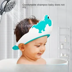 Baby Soft Rubber Waterproof Shampoo Cap Children Shampoo Artifact Baby Shampoo Cap Adjustable Ear Protectors Dinosaur Pattern