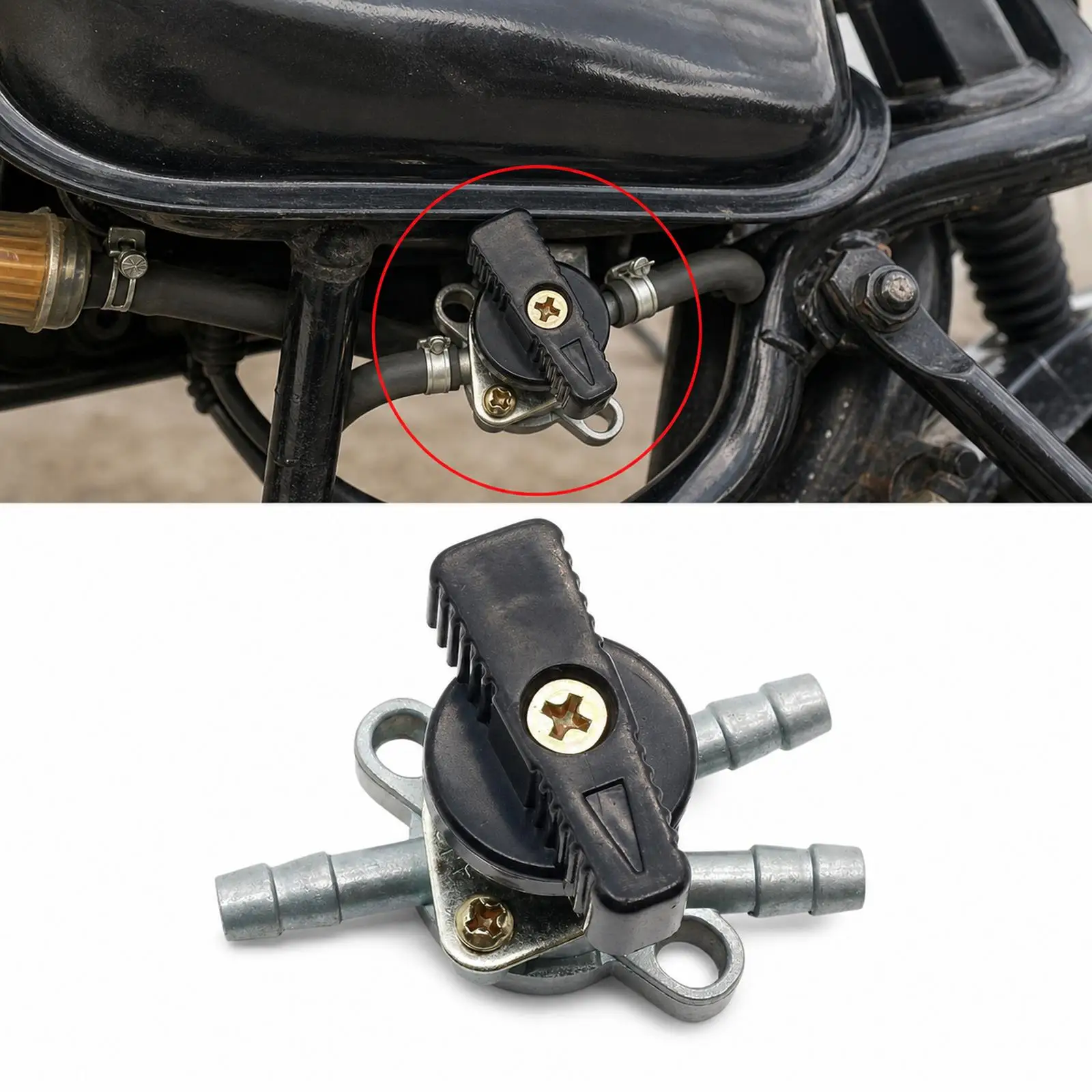 3 Way Fuel Tank Tap Fuel Gas Petcock Sturdy ATV Accessory Fuel Cock Oil Switch for Motorcycle ATV 70cc 90cc 100cc