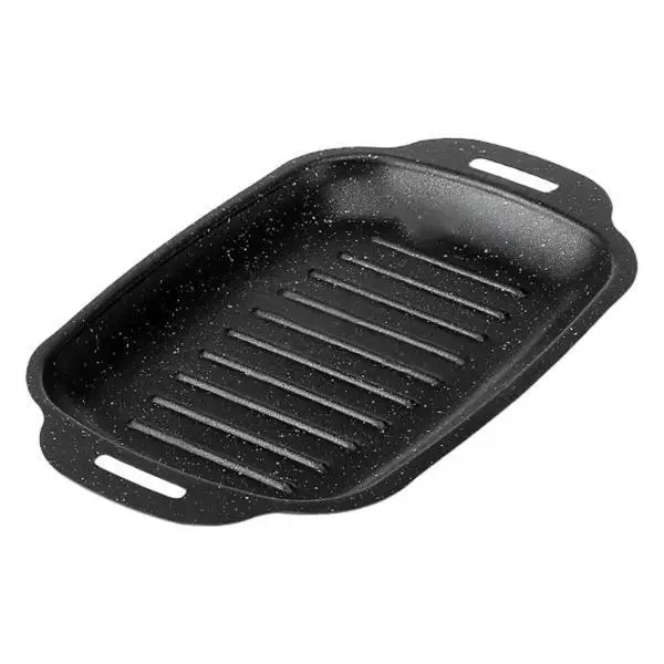 Rectangle Grill Pan Non Stick Carbon Steel Steak Pan Black Griddle for Induction Gas Electric Cooktops