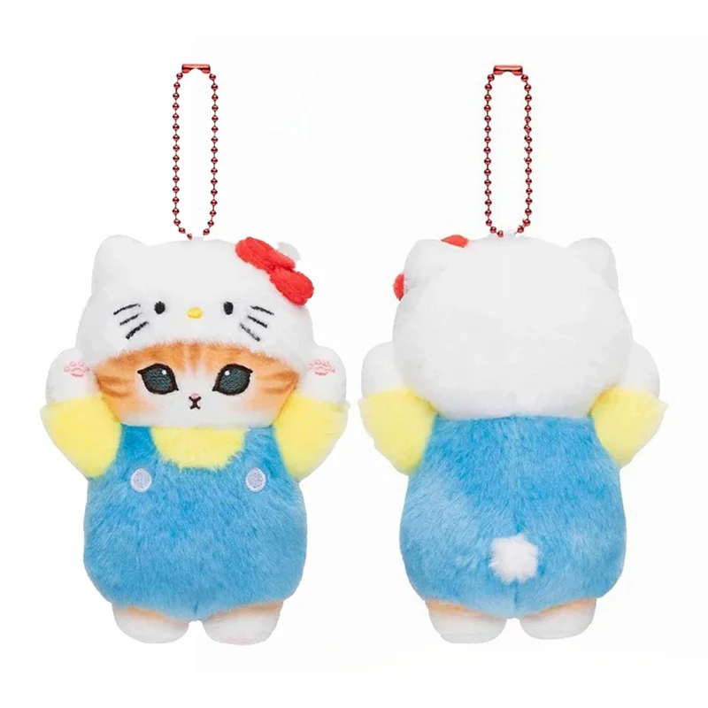 New Kawaii Mofusand Cross-Dressing Sanrio Hello Kitty Kuromi Plush Keychain Pendant 10-12Cm Anime Plush Doll Backpack Pendant