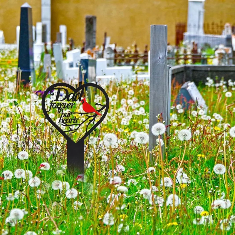 Memorial Grave Markers Heart Memorial Plaque Stake Sympathy Grave Markers Cemetery Cardinals Garden Stake Memorial