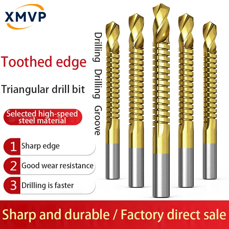 Serrated flower-pattern drill bit hand drill model twisted multi-functional slotting wood saw drill combined multi-purpose hole