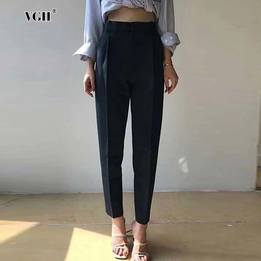 

VGH Solid Temperament Pencil Pants For Woment High Waist Patchwork Pockets Casual Summer Trousers Female 2024 Fashion Clothing