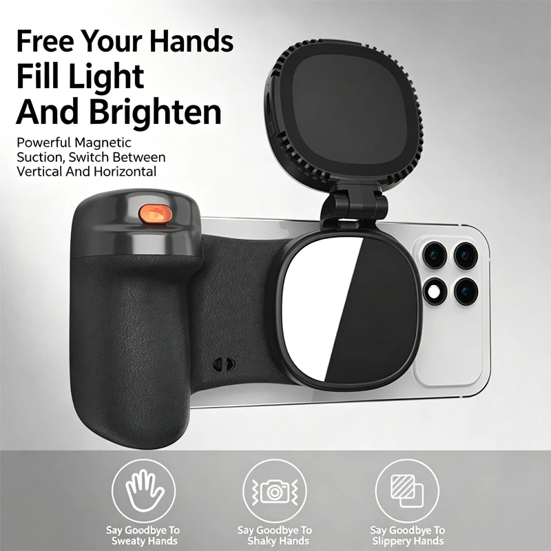

Magnetic Phone Camera Shoot Hand Grip Bluetooth RC Selfie Stick with Fill Light Handheld Stabilizer for iPhone HUAWEI SAMSUNG