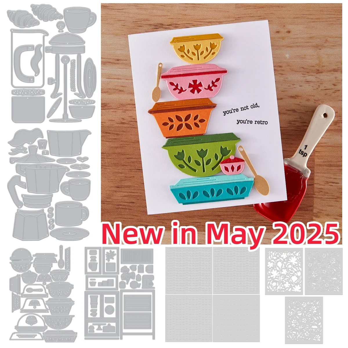 Newest Cabinet Casserole Coffee Machine Metal Cutting Dies Floral Stencil DIY Making Card Scrapbook Embossed Craft Template