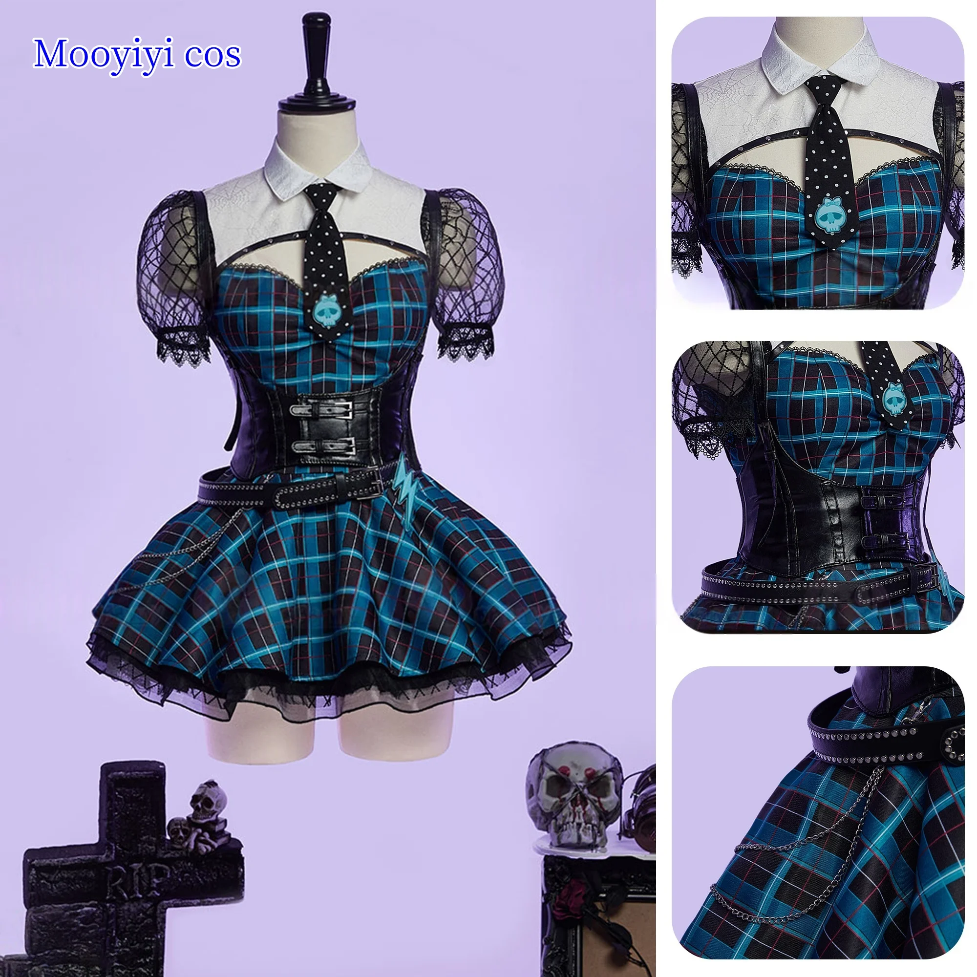 

Monster Cosplay High Frankie Stein Cosplay Costume Halloween Christmas Comic Exhibition Anime Women Dress S-XL Cute Dress Newly